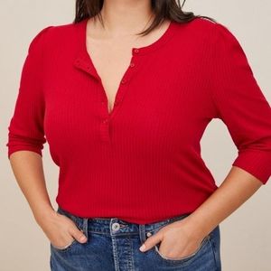 Torrid Light Weight Rib Hacci 3/4 Sleeve Henley Top size 3